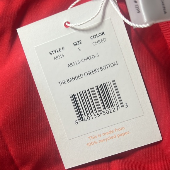 NWT Andie Swim The Banded Cheeky Flat Bottom Bikini Cherry Red Size Small S NEW - Picture 11 of 11